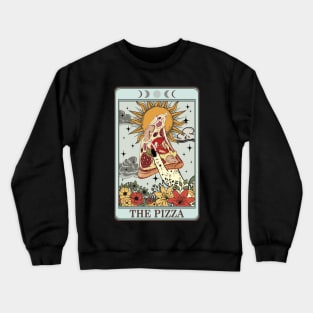 Funny food tarot card with pizza Crewneck Sweatshirt